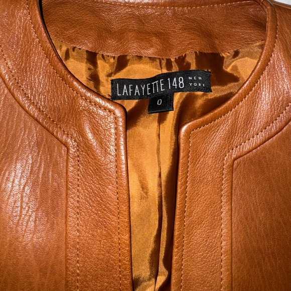 Lafayette 148 New York Tailored Leather Jacket - Picture 2 of 6